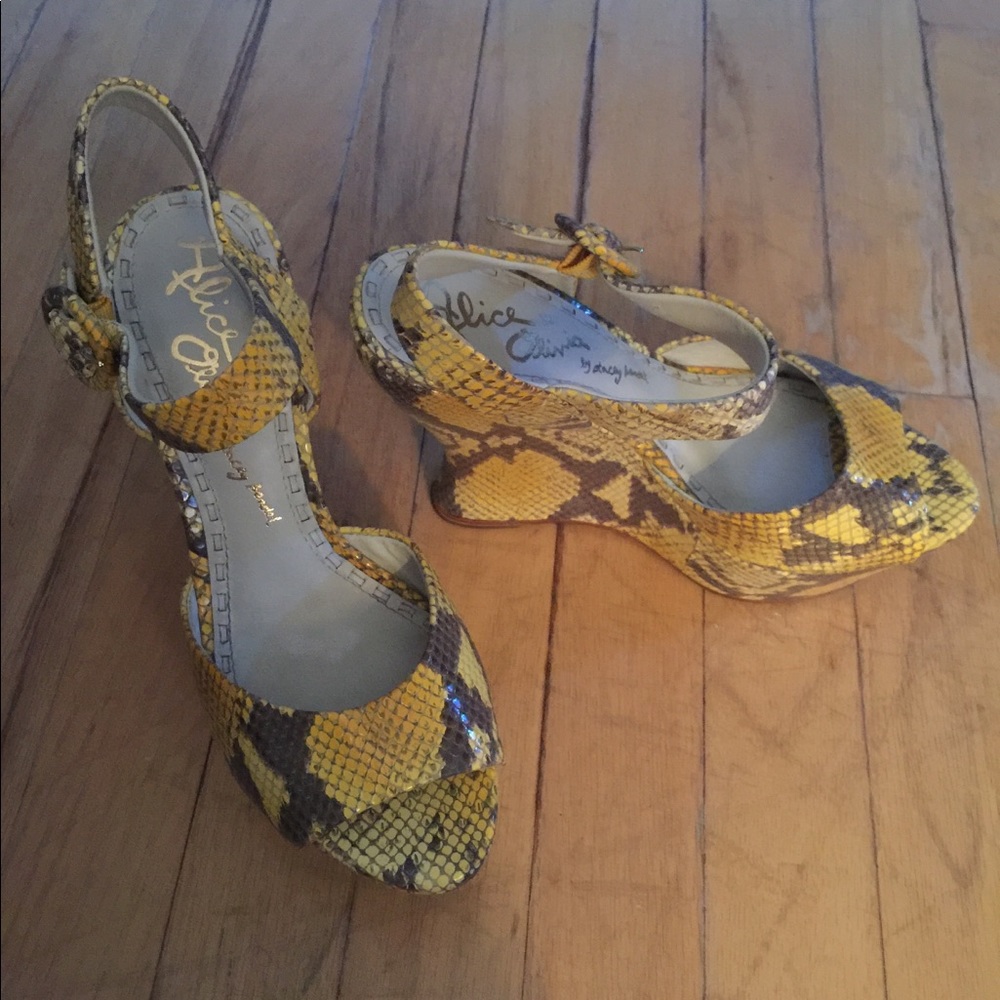 Alice + Olivia Python Wedge